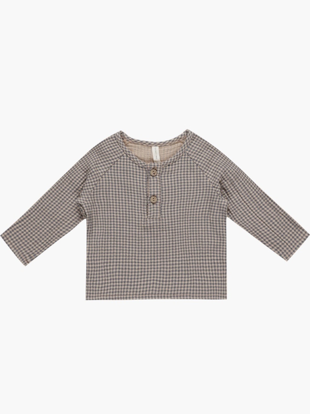 Quincy Mae Zion Organic Cotton Henley‎ Top Indigo Gingham NWT 0–3M